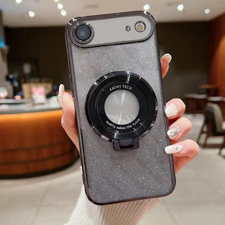Electroplated Holder Gradient Glitter MagSafe Phone Case, For iPhone 17e / 16e, For iPhone 17 Pro Max, For iPhone 17 Pro, For iPhone 17, For iPhone Air, For iPhone 16 Pro Max, For iPhone 16 Pro, For iPhone 16 Plus