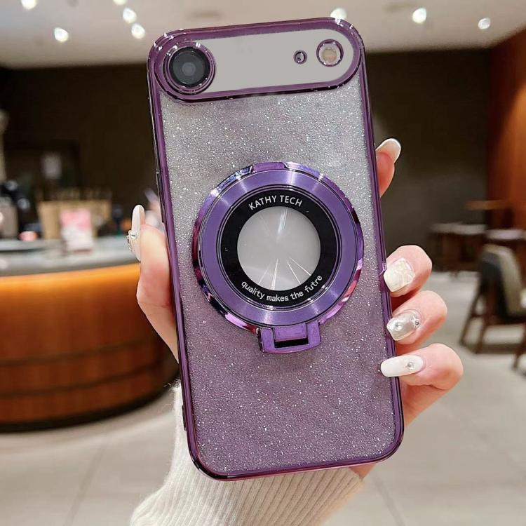 Electroplated Holder Gradient Glitter MagSafe Phone Case, For iPhone 17e / 16e, For iPhone 17 Pro Max, For iPhone 17 Pro, For iPhone 17, For iPhone Air, For iPhone 16 Pro Max, For iPhone 16 Pro, For iPhone 16 Plus