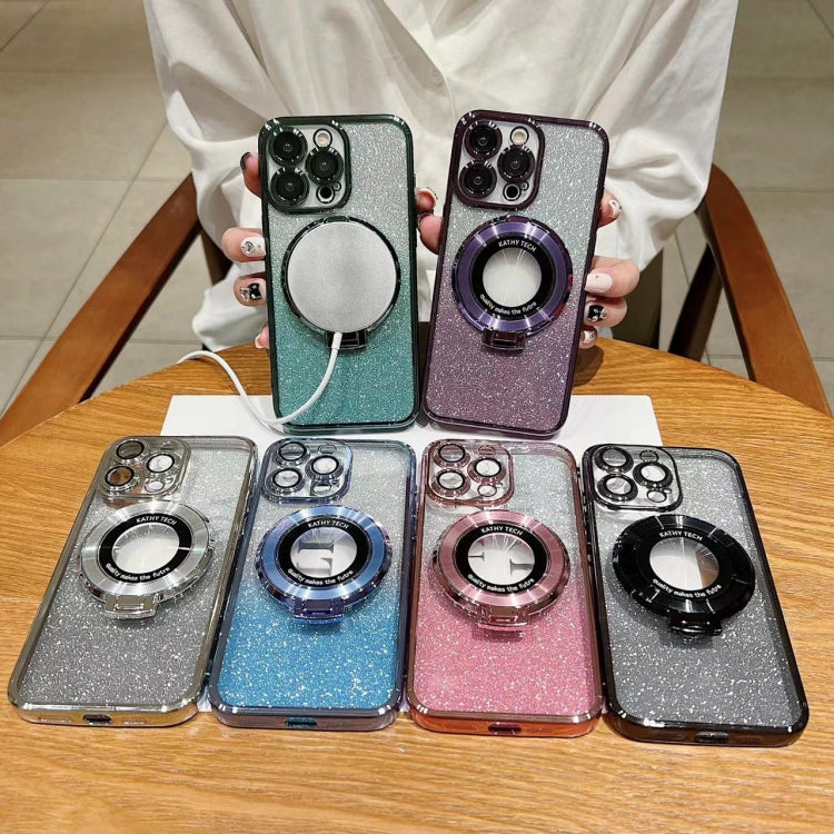 Electroplated Holder Gradient Glitter MagSafe Phone Case, For iPhone 14 Pro Max, For iPhone 7 / 8 / SE 2022, For iPhone 13 Pro Max, For iPhone 13 Pro, For iPhone 13, For iPhone 13 mini, For iPhone 12, For iPhone 12 Pro Max