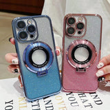 Electroplated Holder Gradient Glitter MagSafe Phone Case, For iPhone 14 Pro Max, For iPhone 7 / 8 / SE 2022, For iPhone 13 Pro Max, For iPhone 13 Pro, For iPhone 13, For iPhone 13 mini, For iPhone 12, For iPhone 12 Pro Max