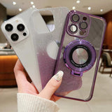 Electroplated Holder Gradient Glitter MagSafe Phone Case, For iPhone 16, For iPhone 15 Pro Max, For iPhone 15 Pro, For iPhone 15 Plus, For iPhone 15, For iPhone 14 Plus, For iPhone 14, For iPhone 14 Pro