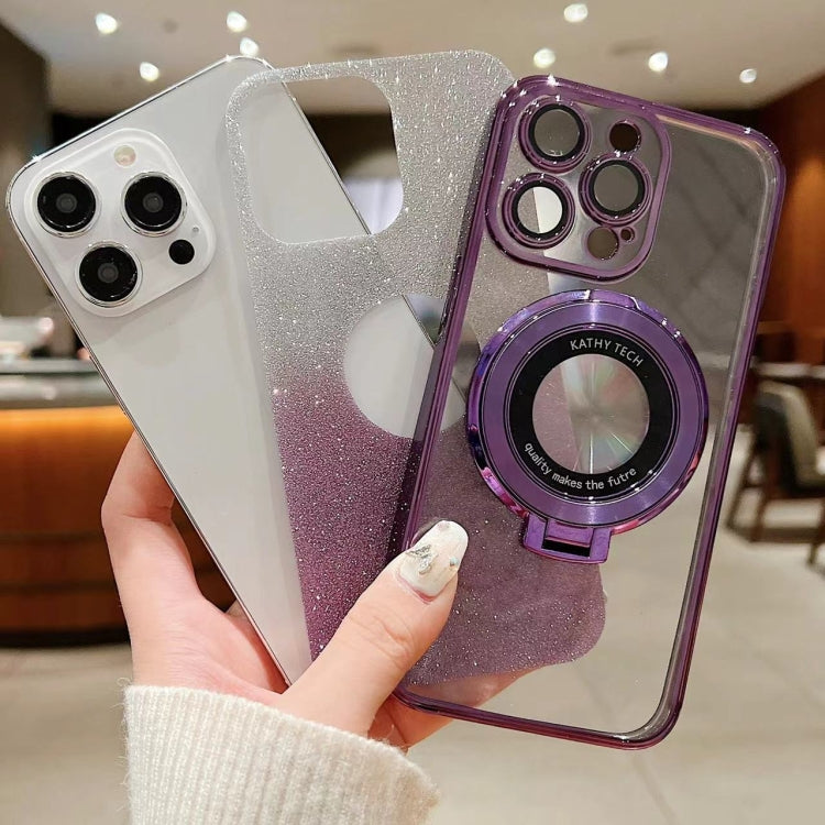Electroplated Holder Gradient Glitter MagSafe Phone Case, For iPhone 16, For iPhone 15 Pro Max, For iPhone 15 Pro, For iPhone 15 Plus, For iPhone 15, For iPhone 14 Plus, For iPhone 14, For iPhone 14 Pro
