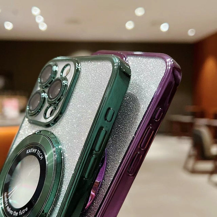 Electroplated Holder Gradient Glitter MagSafe Phone Case, For iPhone 16, For iPhone 15 Pro Max, For iPhone 15 Pro, For iPhone 15 Plus, For iPhone 15, For iPhone 14 Plus, For iPhone 14, For iPhone 14 Pro