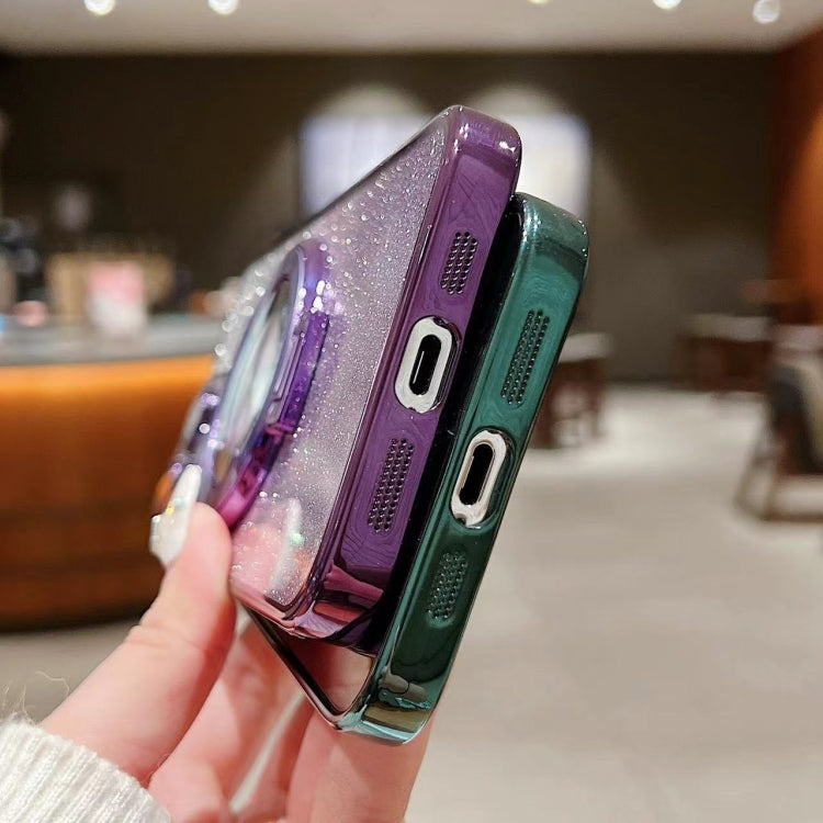 Electroplated Holder Gradient Glitter MagSafe Phone Case, For iPhone 17e / 16e, For iPhone 17 Pro Max, For iPhone 17 Pro, For iPhone 17, For iPhone Air, For iPhone 16 Pro Max, For iPhone 16 Pro, For iPhone 16 Plus