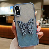 Electroplated Gradient Glitter 3D Butterfly TPU Phone Case, For iPhone 11 Pro, For iPhone X / XS, For iPhone XR, For iPhone XS Max, For iPhone 7 Plus / 8 Plus