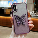 Electroplated Gradient Glitter 3D Butterfly TPU Phone Case, For iPhone 11 Pro, For iPhone X / XS, For iPhone XR, For iPhone XS Max, For iPhone 7 Plus / 8 Plus