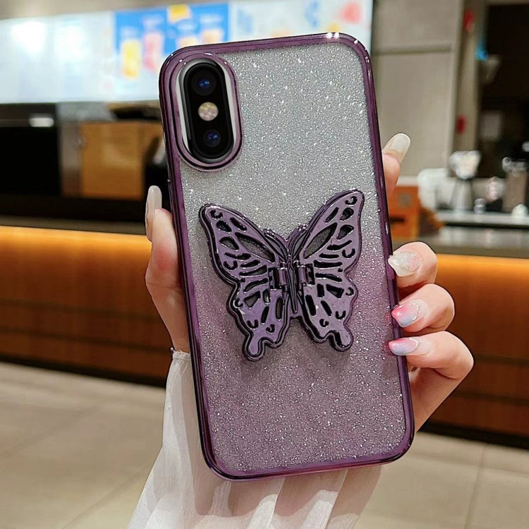 Electroplated Gradient Glitter 3D Butterfly TPU Phone Case, For iPhone 11 Pro, For iPhone X / XS, For iPhone XR, For iPhone XS Max, For iPhone 7 Plus / 8 Plus