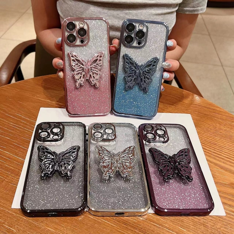 Electroplated Gradient Glitter 3D Butterfly TPU Phone Case, For iPhone 11 Pro, For iPhone X / XS, For iPhone XR, For iPhone XS Max, For iPhone 7 Plus / 8 Plus