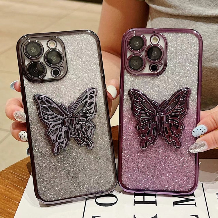 Electroplated Gradient Glitter 3D Butterfly TPU Phone Case, For iPhone 11 Pro, For iPhone X / XS, For iPhone XR, For iPhone XS Max, For iPhone 7 Plus / 8 Plus