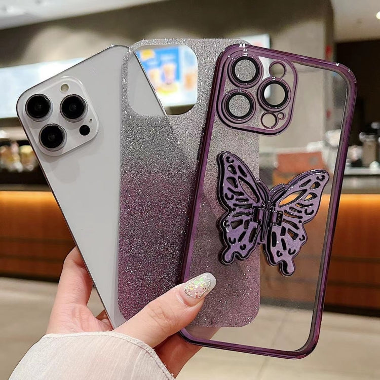 Electroplated Gradient Glitter 3D Butterfly TPU Phone Case, For iPhone 11 Pro, For iPhone X / XS, For iPhone XR, For iPhone XS Max, For iPhone 7 Plus / 8 Plus