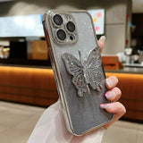 Electroplated Gradient Glitter 3D Butterfly TPU Phone Case, For iPhone 11 Pro, For iPhone X / XS, For iPhone XR, For iPhone XS Max, For iPhone 7 Plus / 8 Plus