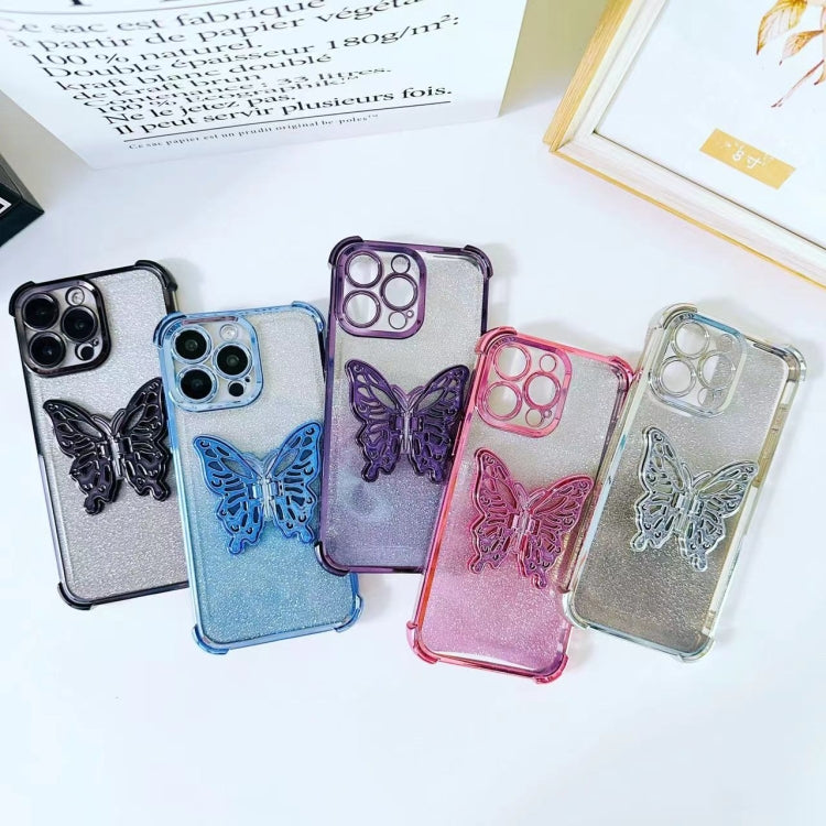 Electroplated Glitter 3D Butterfly Four-corner Shockproof TPU Phone Case, For iPhone X / XS, For iPhone XR, For iPhone XS Max, For iPhone 7 Plus / 8 Plus