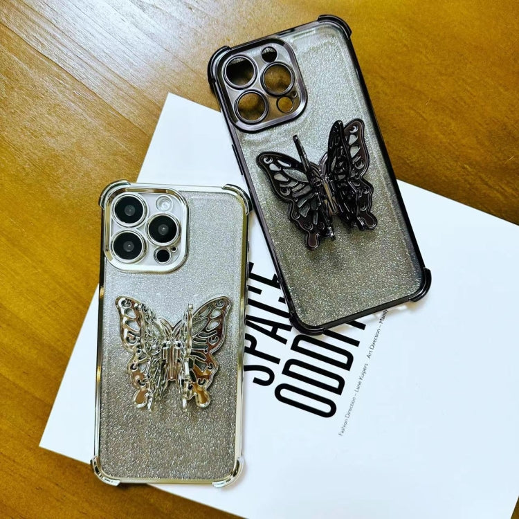 Electroplated Glitter 3D Butterfly Four-corner Shockproof TPU Phone Case, For iPhone X / XS, For iPhone XR, For iPhone XS Max, For iPhone 7 Plus / 8 Plus