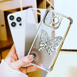 Electroplated Glitter 3D Butterfly Four-corner Shockproof TPU Phone Case, For iPhone X / XS, For iPhone XR, For iPhone XS Max, For iPhone 7 Plus / 8 Plus