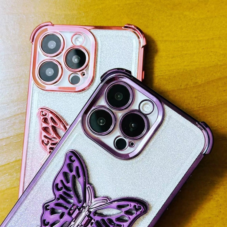 Electroplated Glitter 3D Butterfly Four-corner Shockproof TPU Phone Case, For iPhone X / XS, For iPhone XR, For iPhone XS Max, For iPhone 7 Plus / 8 Plus