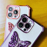 Electroplated Glitter 3D Butterfly Four-corner Shockproof TPU Phone Case, For iPhone X / XS, For iPhone XR, For iPhone XS Max, For iPhone 7 Plus / 8 Plus