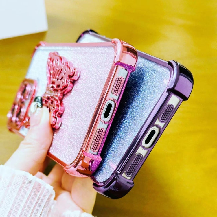 Electroplated Glitter 3D Butterfly Four-corner Shockproof TPU Phone Case, For iPhone X / XS, For iPhone XR, For iPhone XS Max, For iPhone 7 Plus / 8 Plus