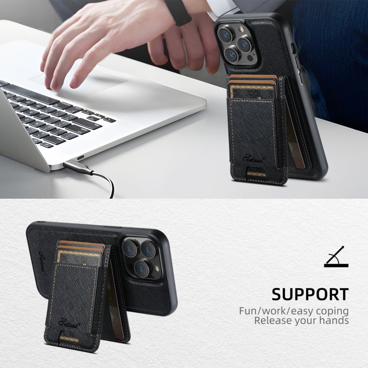 Suteni H17 Cross Grain Leather MagSafe Detachable Wallet Phone Case, For iPhone 14, For iPhone 14 Pro, For iPhone 14 Pro Max, For iPhone 13 Pro Max, For iPhone 13 Pro, For iPhone 13, For iPhone 12, For iPhone 12 Pro Max, For iPhone 12 Pro