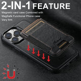 Suteni H17 Cross Grain Leather MagSafe Detachable Wallet Phone Case, For iPhone 14, For iPhone 14 Pro, For iPhone 14 Pro Max, For iPhone 13 Pro Max, For iPhone 13 Pro, For iPhone 13, For iPhone 12, For iPhone 12 Pro Max, For iPhone 12 Pro