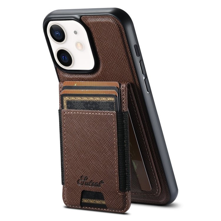 Suteni H17 Cross Grain Leather MagSafe Detachable Wallet Phone Case, For iPhone 13 Pro Max, For iPhone 13 Pro, For iPhone 13, For iPhone 12, For iPhone 12 Pro Max, For iPhone 12 Pro