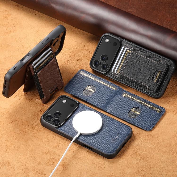 Suteni H17 Cross Grain Leather MagSafe Detachable Wallet Phone Case, For iPhone 14, For iPhone 14 Pro, For iPhone 14 Pro Max, For iPhone 13 Pro Max, For iPhone 13 Pro, For iPhone 13, For iPhone 12, For iPhone 12 Pro Max, For iPhone 12 Pro