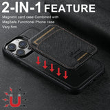 Suteni H18 Cross Grain MagSafe Wallet Leather Phone Case, For iPhone 14, For iPhone 14 Pro, For iPhone 14 Pro Max, For iPhone 13 Pro Max, For iPhone 13 Pro, For iPhone 13, For iPhone 12, For iPhone 12 Pro Max, For iPhone 12 Pro
