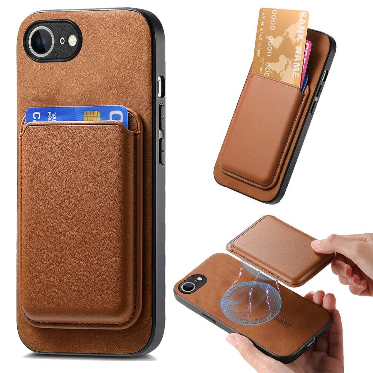 Retro Magsafe Card Bag PU Back Cover Phone Case, For iPhone 17e / 16e, For iPhone 17 Pro Max, For iPhone 17 Pro, For iPhone 17, For iPhone Air, For iPhone 16 Pro Max