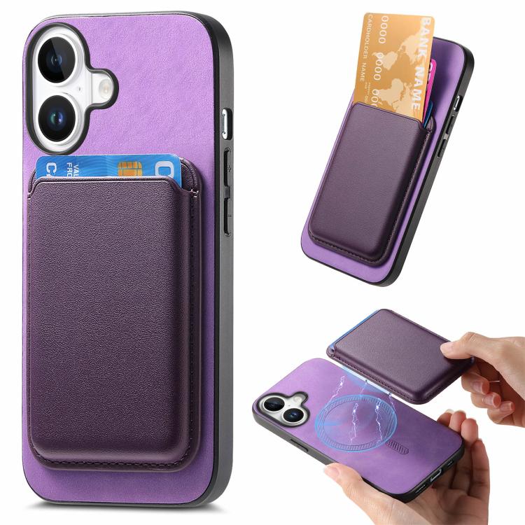 Retro Magsafe Card Bag PU Back Cover Phone Case, For iPhone 17e / 16e, For iPhone 17 Pro Max, For iPhone 17 Pro, For iPhone 17, For iPhone Air, For iPhone 16 Pro Max