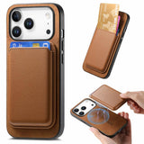 Retro Magsafe Card Bag PU Back Cover Phone Case, For iPhone 17e / 16e, For iPhone 17 Pro Max, For iPhone 17 Pro, For iPhone 17, For iPhone Air, For iPhone 16 Pro Max