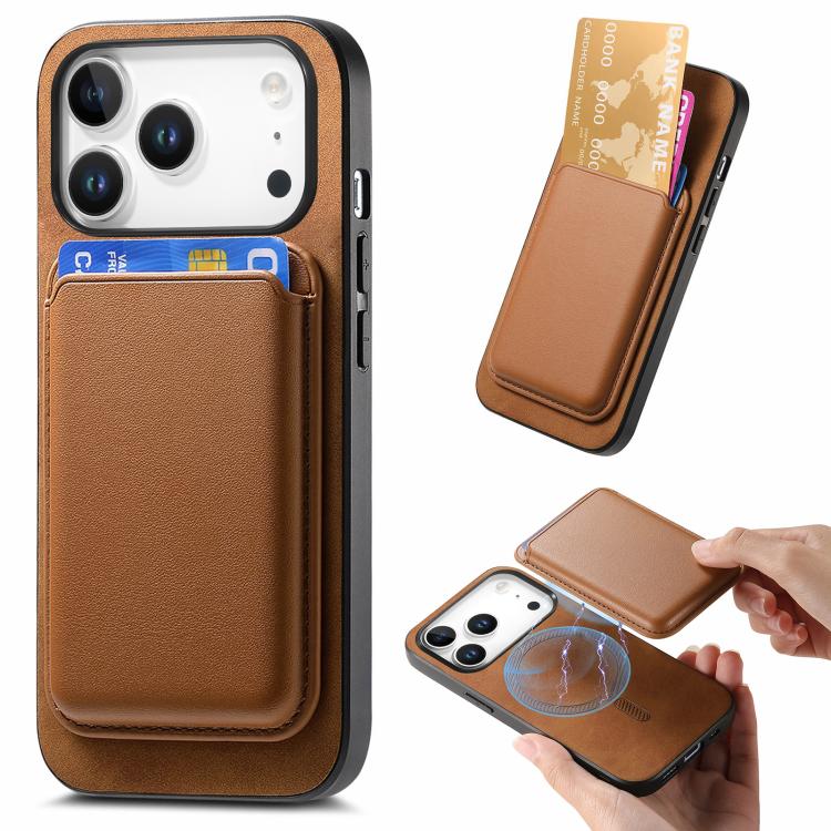 Retro Magsafe Card Bag PU Back Cover Phone Case, For iPhone 17e / 16e, For iPhone 17 Pro Max, For iPhone 17 Pro, For iPhone 17, For iPhone Air, For iPhone 16 Pro Max
