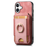 Retro Splitable Magnetic Stand Card Bag Leather Phone Case, For iPhone 16