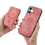 Retro Splitable Magnetic Stand Card Bag Leather Phone Case, For iPhone 16
