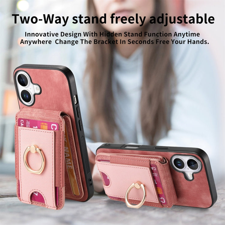 Retro Splitable Magnetic Stand Card Bag Leather Phone Case, For iPhone 16
