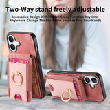 Retro Splitable Magnetic Stand Card Bag Leather Phone Case, For iPhone 16