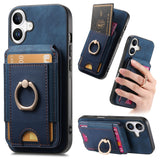 Retro Splitable Magnetic Stand Card Bag Leather Phone Case, For iPhone 16