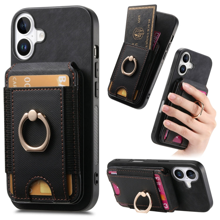 Retro Splitable Magnetic Stand Card Bag Leather Phone Case, For iPhone 16