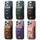 Retro Splitable Magnetic Stand Card Bag Leather Phone Case, For iPhone 16