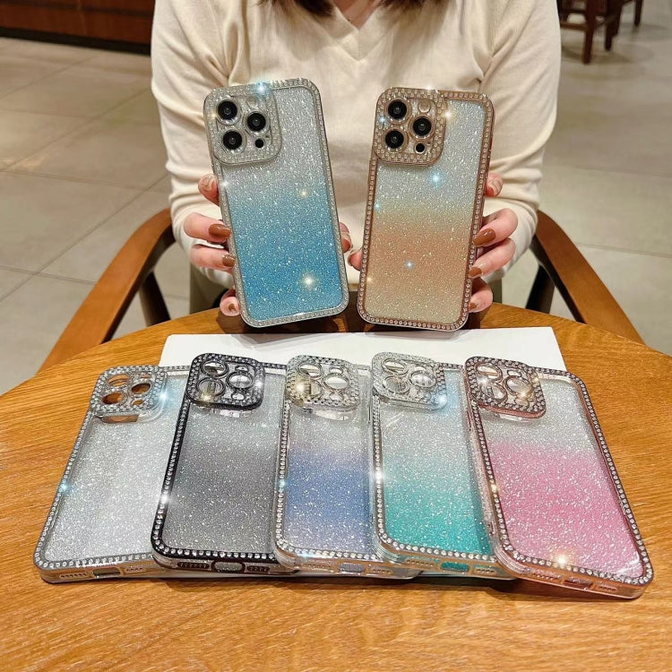 Diamond Gradient Glitter Plated TPU Phone Case, For iPhone 16 Plus, For iPhone 16