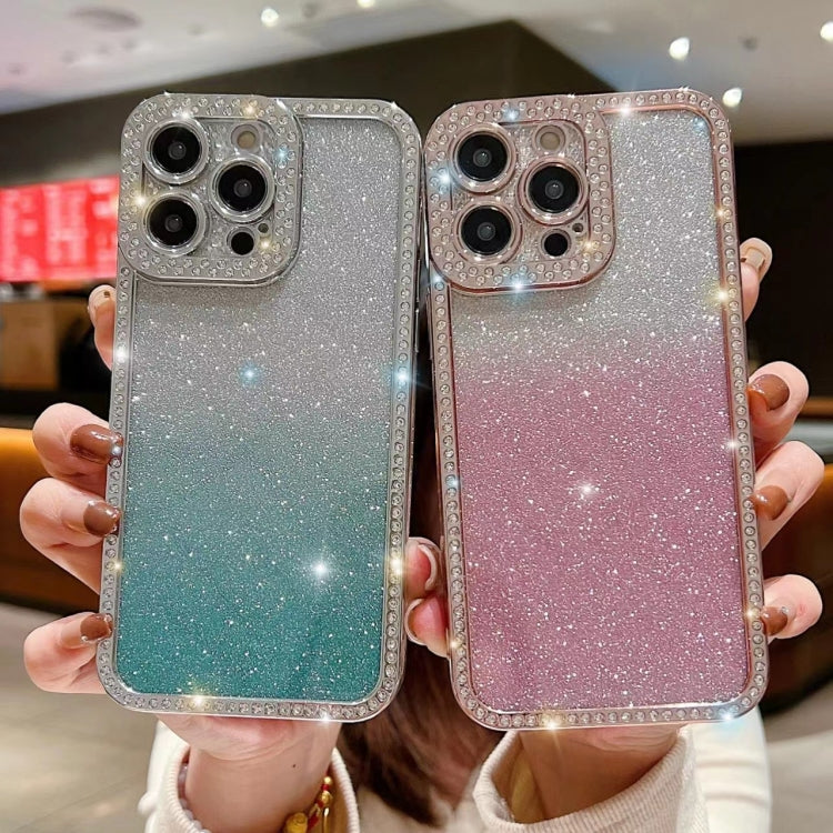 Diamond Gradient Glitter Plated TPU Phone Case, For iPhone 16 Plus, For iPhone 16