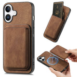Retro Leather Card Bag Magnetic Phone Case, For iPhone 16