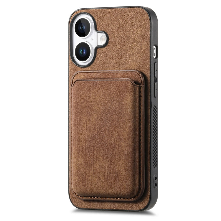Retro Leather Card Bag Magnetic Phone Case, For iPhone 16