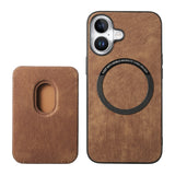 Retro Leather Card Bag Magnetic Phone Case, For iPhone 16