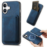 Retro Leather Card Bag Magnetic Phone Case, For iPhone 16
