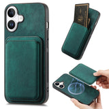 Retro Leather Card Bag Magnetic Phone Case, For iPhone 16