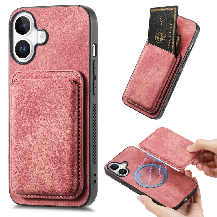 Retro Leather Card Bag Magnetic Phone Case, For iPhone 16