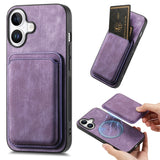 Retro Leather Card Bag Magnetic Phone Case, For iPhone 16