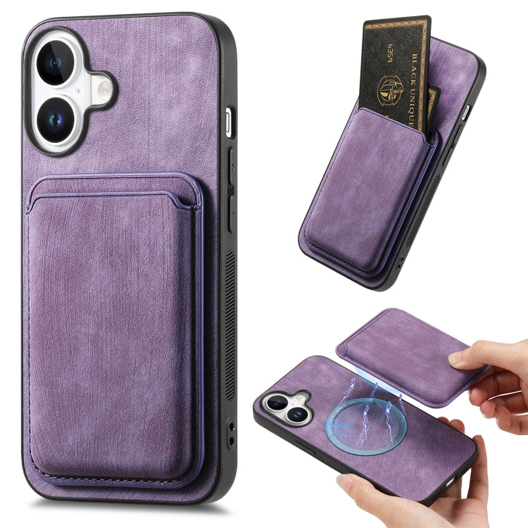 Retro Leather Card Bag Magnetic Phone Case, For iPhone 16
