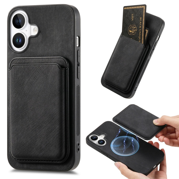 Retro Leather Card Bag Magnetic Phone Case, For iPhone 16