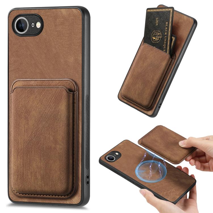 Retro Leather Card Bag Magnetic Phone Case, For iPhone 17e / 16e, For iPhone 17 Pro Max, For iPhone 17 Pro, For iPhone 17, For iPhone Air, For iPhone 16 Pro Max, For iPhone 16 Pro, For iPhone 16 Plus