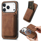 Retro Leather Card Bag Magnetic Phone Case, For iPhone 17e / 16e, For iPhone 17 Pro Max, For iPhone 17 Pro, For iPhone 17, For iPhone Air, For iPhone 16 Pro Max, For iPhone 16 Pro, For iPhone 16 Plus